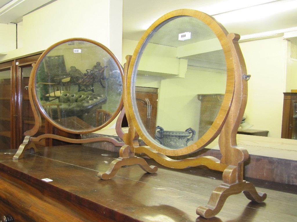 Appraisal: Two Mahogany oval swing dressing mirrors