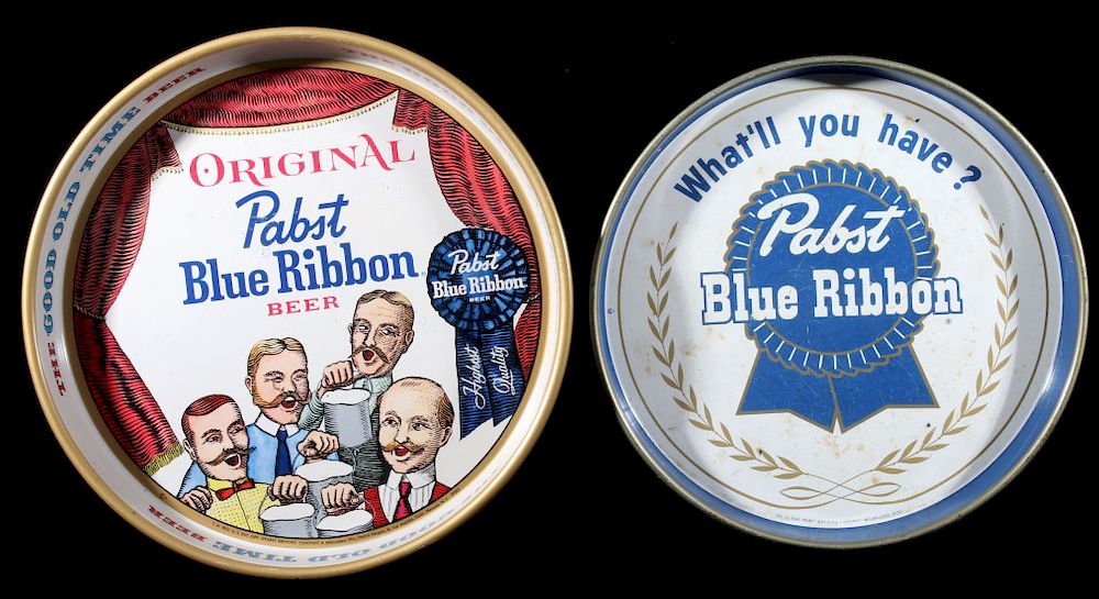 Appraisal: Two Pabst Blue Ribbon Advertising Trays Featured in this lot