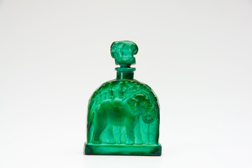 Appraisal: HOFFMAN Perfume bottle of elephant motif in malachite crystal with