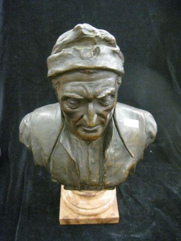 Appraisal: Bronze Bust of Dante pink marble base tall circa excellent