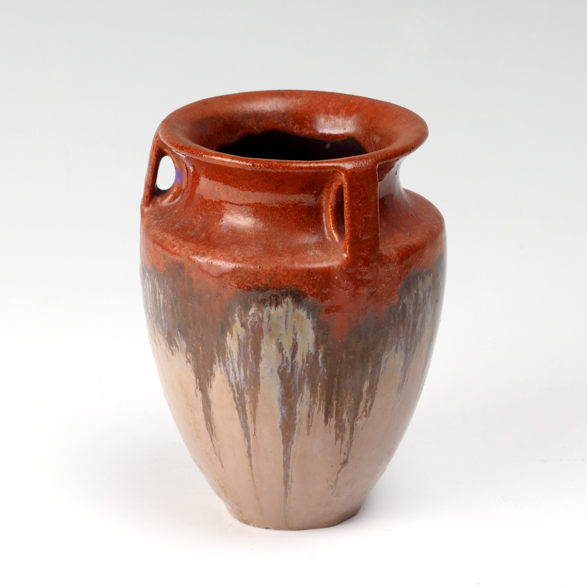 Appraisal: EARLY TH CENTURY FULPER BULLET VASE - Handled drip glaze