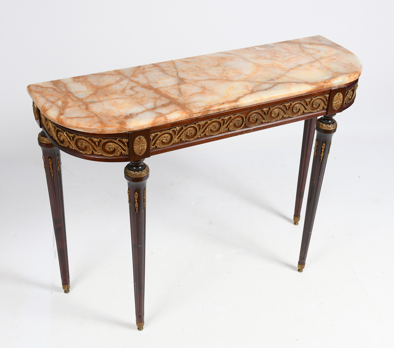 Appraisal: EMPIRE STYLE MARBLE TOP HALL TABLE Having an overall scrolling