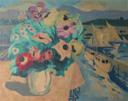 Appraisal: JEAN ISY DE BOTTON french - STILL LIFE WITH HARBOR