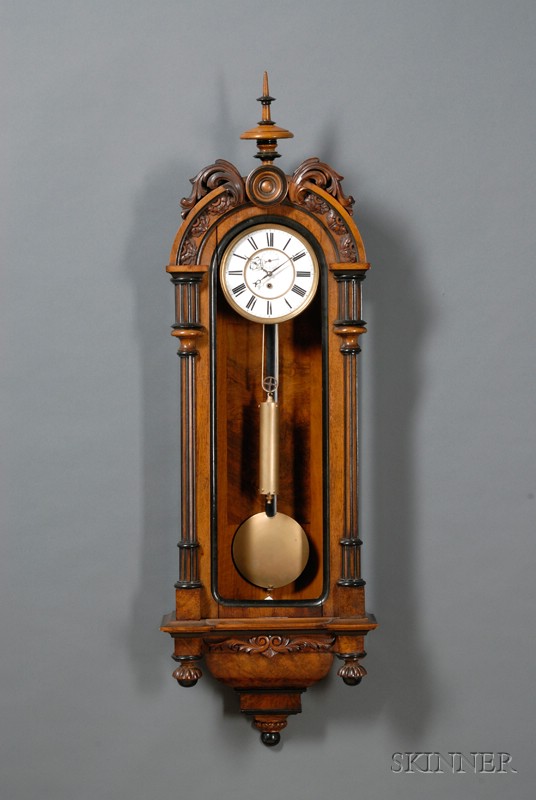 Appraisal: Walnut Vienna Regulator Wall Clock by F Kroeber New York