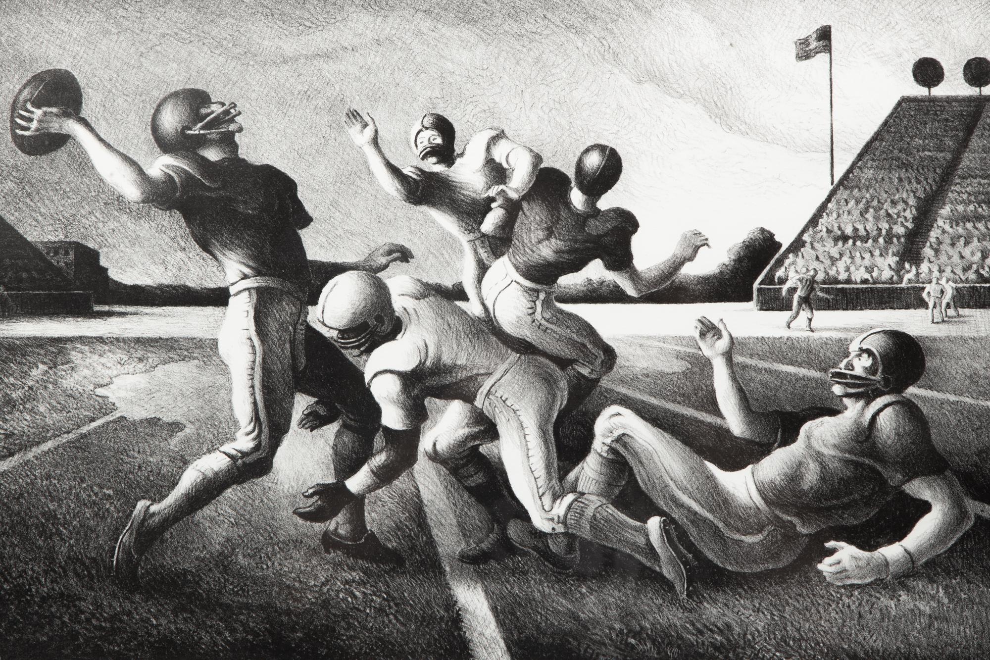 Appraisal: THOMAS HART BENTON 'FORWARD PASS' SIGNED LITHOGRAPH Thomas Hart Benton