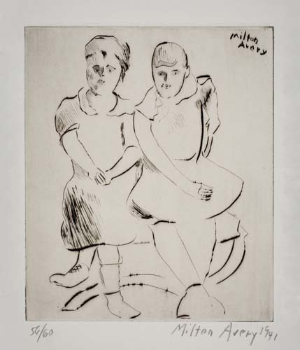 Appraisal: MILTON AVERY Helen and Lilly Drypoint x mm inches full