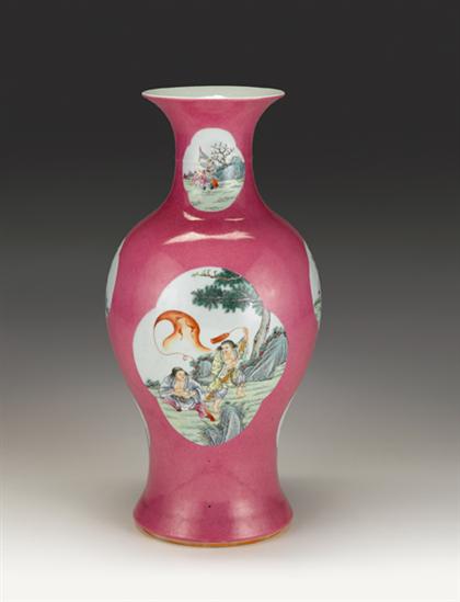 Appraisal: Large and fine Chinese famille rose pink ground vase juren