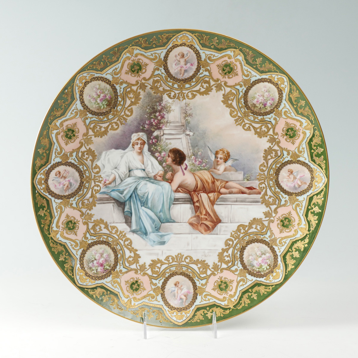 Appraisal: LARGE TH CENTURY SEVRES PAINTED CHARGER Large Sevres charger having