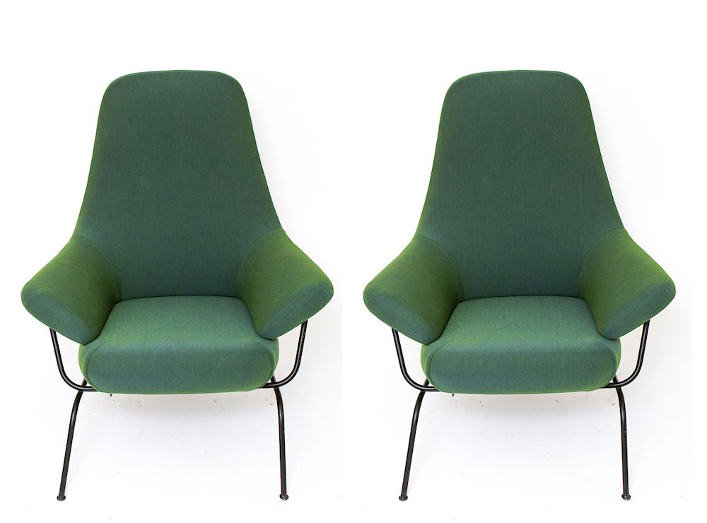 Appraisal: Nichetto for Hem Hai Green Accent Chairs Pair Pair of