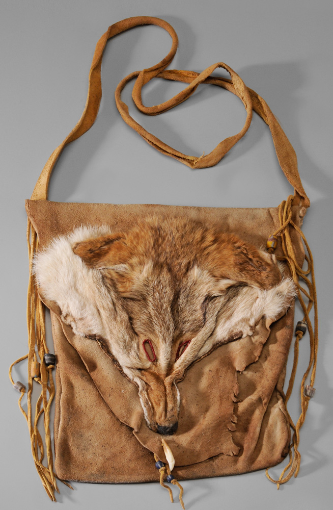 Appraisal: Fox Shoulder Bag late th century hide bag with fox