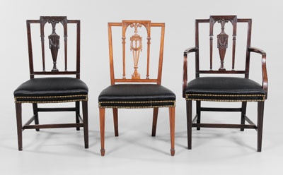 Appraisal: Three Sheraton Mahogany Dining Chairs British and possibly American circa