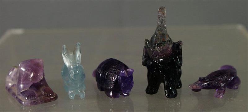 Appraisal: assorted aqua amethyst other carved items foo lion dragons duck