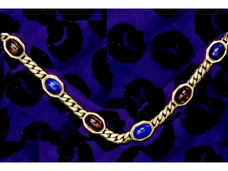 Appraisal: BULGARI GEMSET NECKLACE k yellow gold chain link necklace by