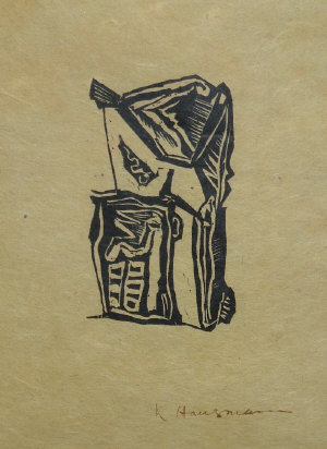 Appraisal: Raoul Hausmann French - - Untitled woodcut on buff paper