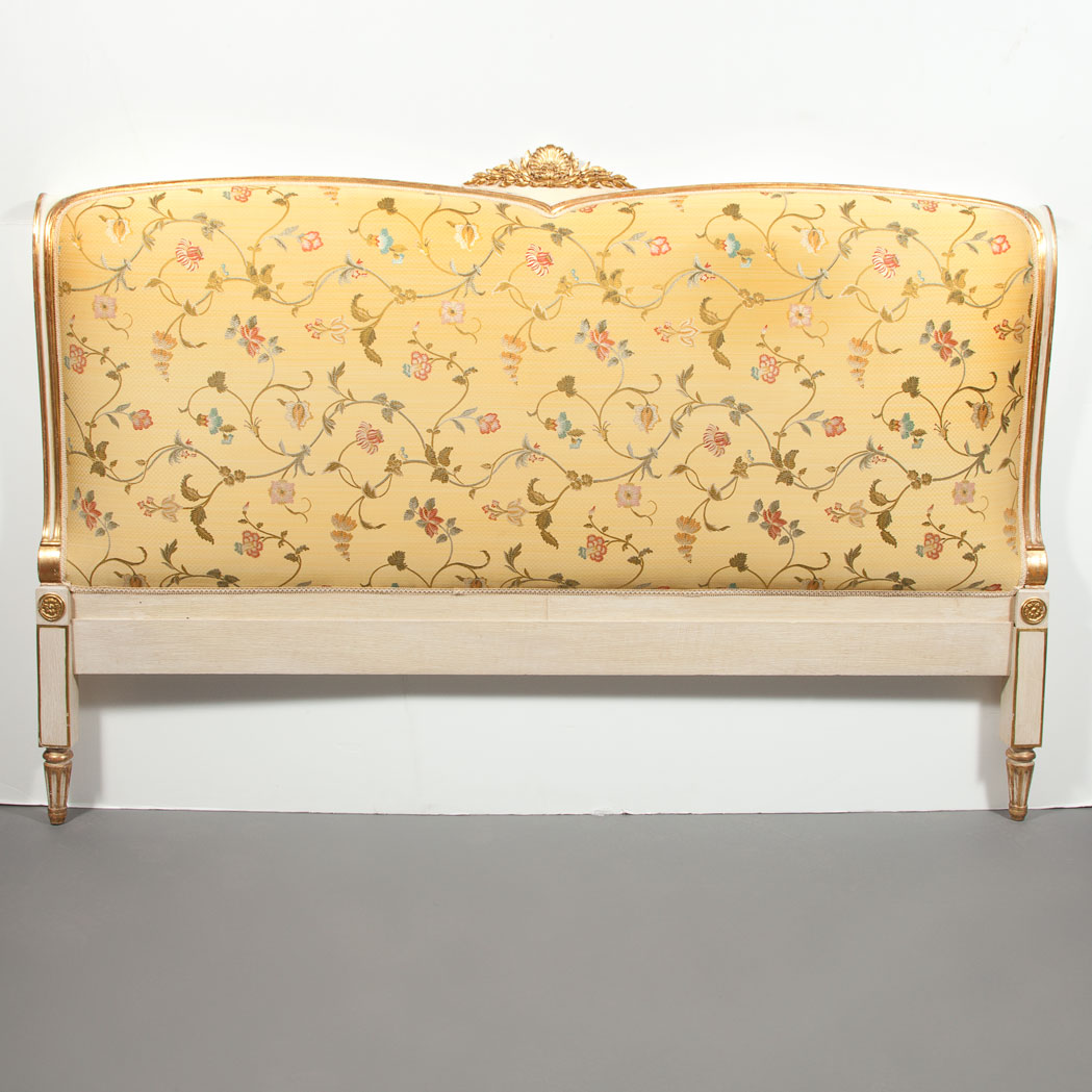 Appraisal: Louis XVI Style Parcel Gilt and Painted Upholstered Headboard With