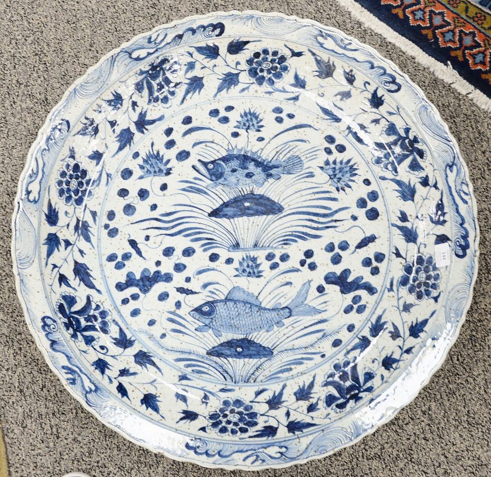 Appraisal: Chinese porcelain blue and white deep charger dia Provenance Estate