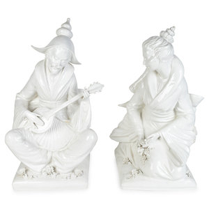 Appraisal: A Pair of Italian White Glazed Ceramic Chinoiserie Figures TH