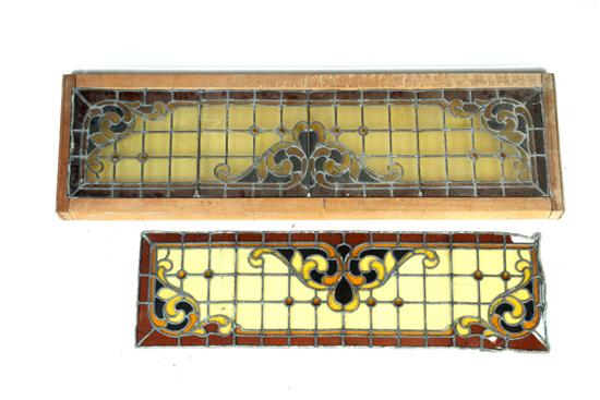 Appraisal: TWO LEADED GLASS WINDOWS American early th century Matching scrolled