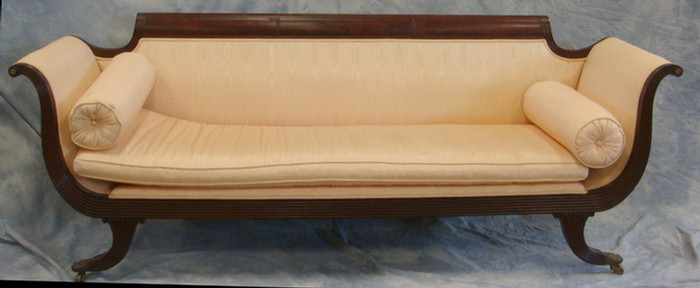 Appraisal: Mahogany Federal sofa in the style of Duncan Phyfe reeded