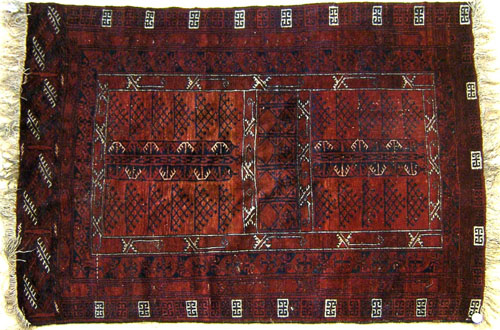 Appraisal: Turkoman throw rug ' x '