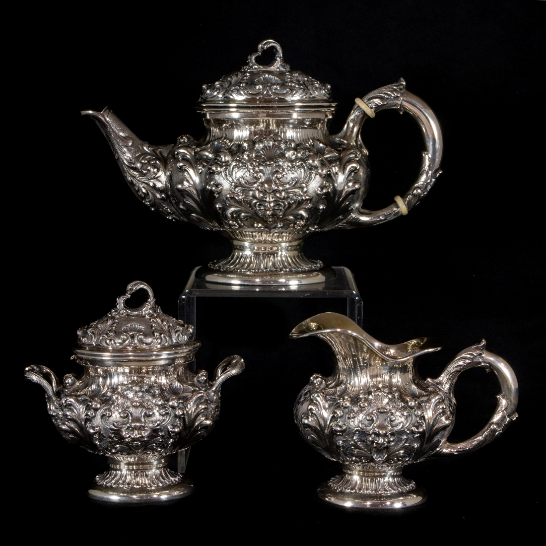 Appraisal: AN ITALIAN ROCOCO REVIVAL An Italian Rococo Revival silver tea