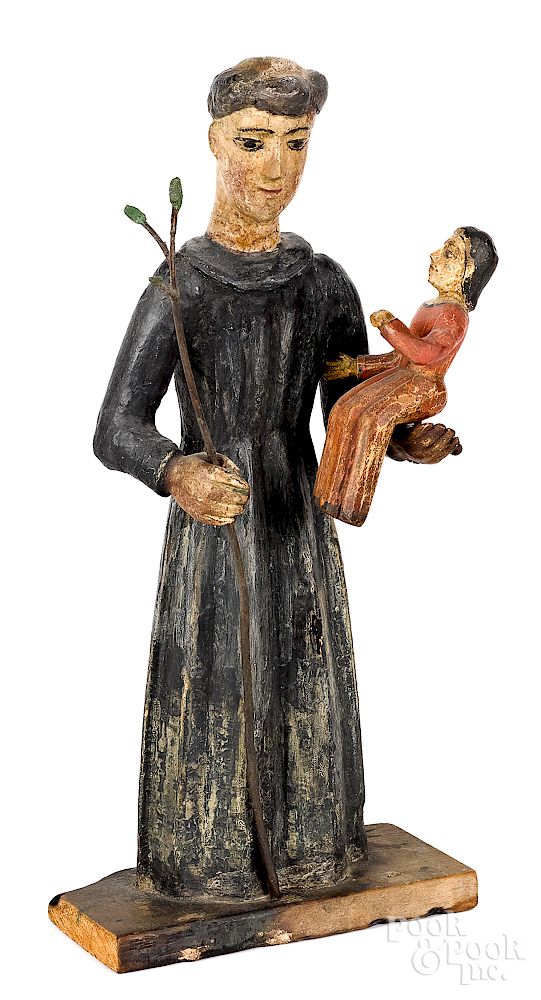 Appraisal: Southwest carved painted St Anthony with Christ Exclusive on Bidsquare