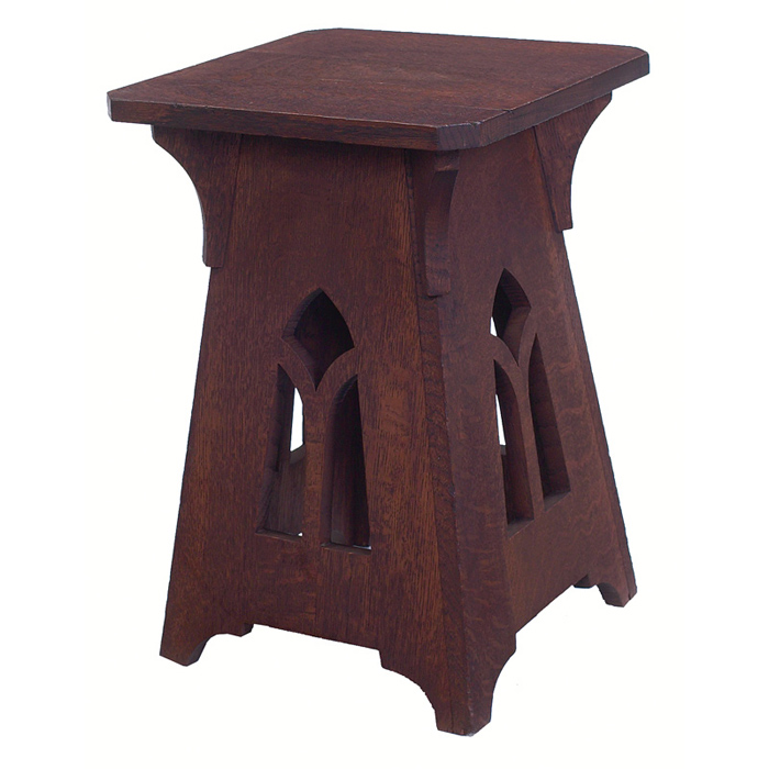 Appraisal: Arts Crafts tabouret cut-corner top with corbel supports over slab