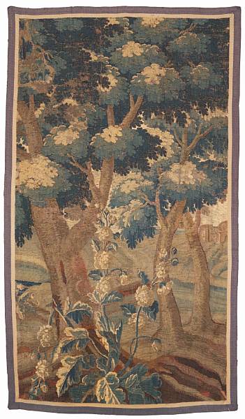 Appraisal: A Flemish verdure garden tapestry fragment early th century The