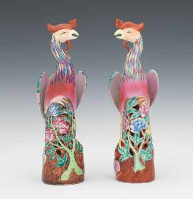 Appraisal: A Pair of Porcelain Ho Ho Bird Figurines A pair