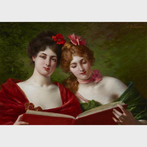 Appraisal: Jules Frederic Ballavoine born c - ELEGANT LADIES READING French