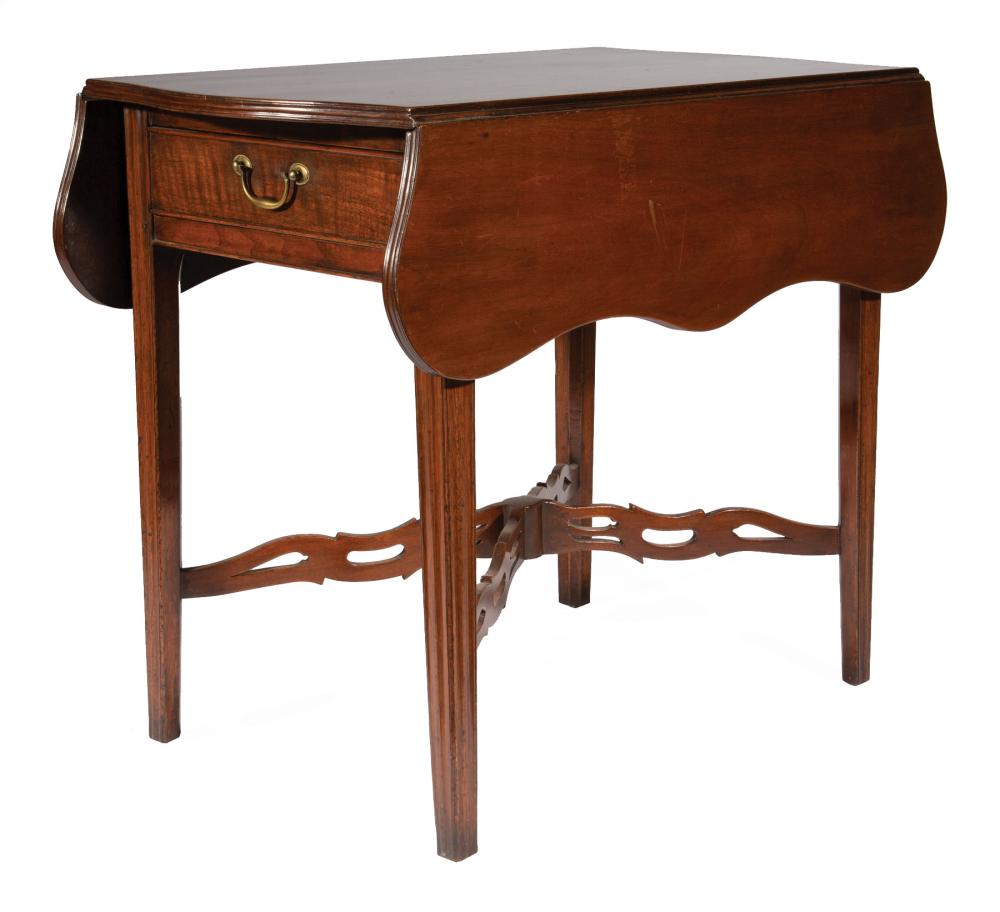 Appraisal: American Walnut Pembroke Table late th c Philadelphia shaped drop-leaf