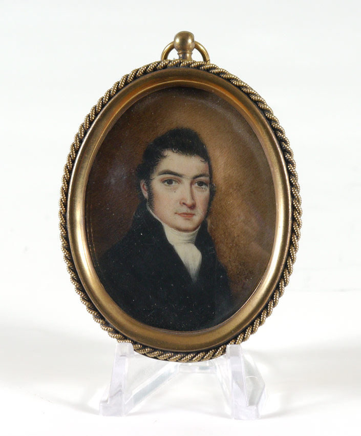 Appraisal: th CENTURY MINIATURE PORTRAIT PAINTING OF A DISTINGUISHED YOUNG GENTLEMAN