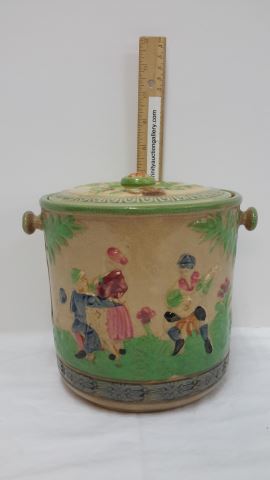 Appraisal: Vintage Japanese Earthenware Biscuit Jar w Lid Produced in Japan