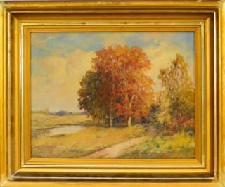 Appraisal: Boris B Major O B Fall Landscape Painting RUSSIA -