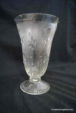 Appraisal: Iris Herringbone Clear Floral Vase '' Tall- vintage '' flower