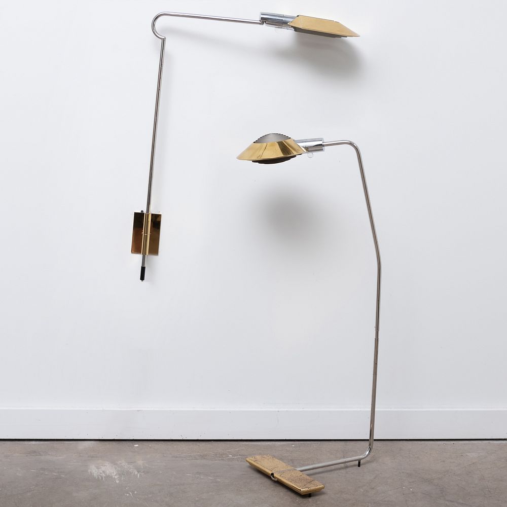 Appraisal: Cedric Hartman Brass and Chrome Floor Lamp and a Wall