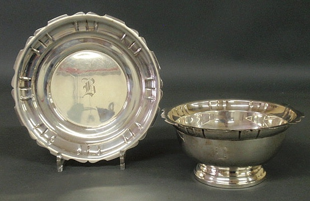 Appraisal: Sterling silver bowl and underplate in the Chippendale pattern bowl-