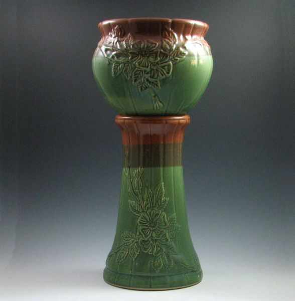 Appraisal: Roseville Majolica Jardiniere and Pedestal jardiniere marked R R P