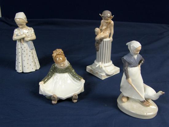 Appraisal: Four Royal Copenhagen figures girl with goose girl with doll