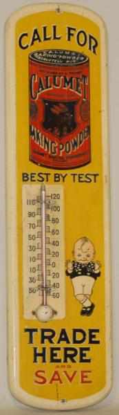 Appraisal: Wooden Calumet Baking Powder Thermometer s Most of paper label