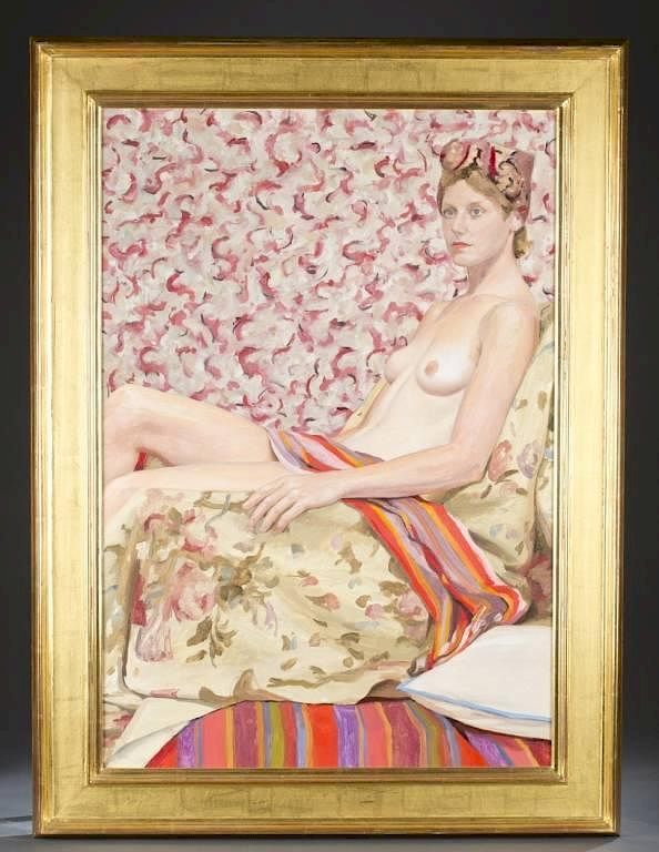 Appraisal: Oil painting of reclining nude White Christine Oil on canvas