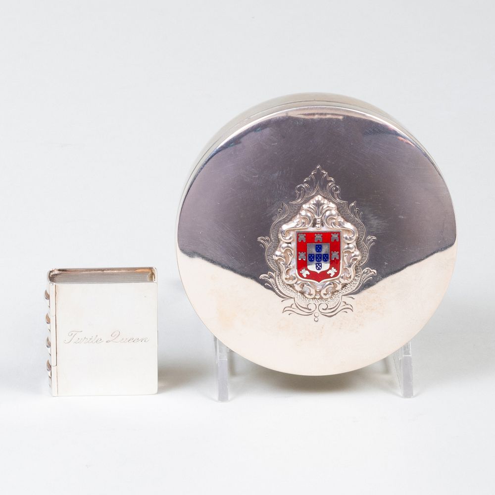 Appraisal: Portuguese Silver and Enamel Box and a Tiffany Co Silver