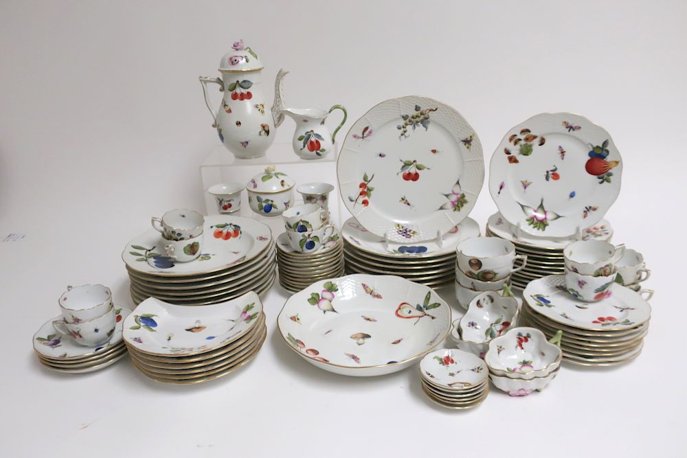 Appraisal: Herend Porcelain Partial Dinner Service Autumn fruit vegetables comprises Dinner