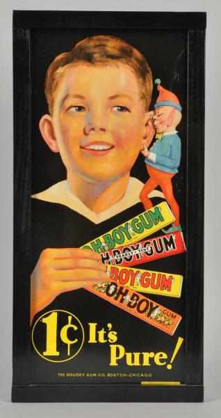 Appraisal: Tin Oh Boy Gum Sign Framed without glass Clean and