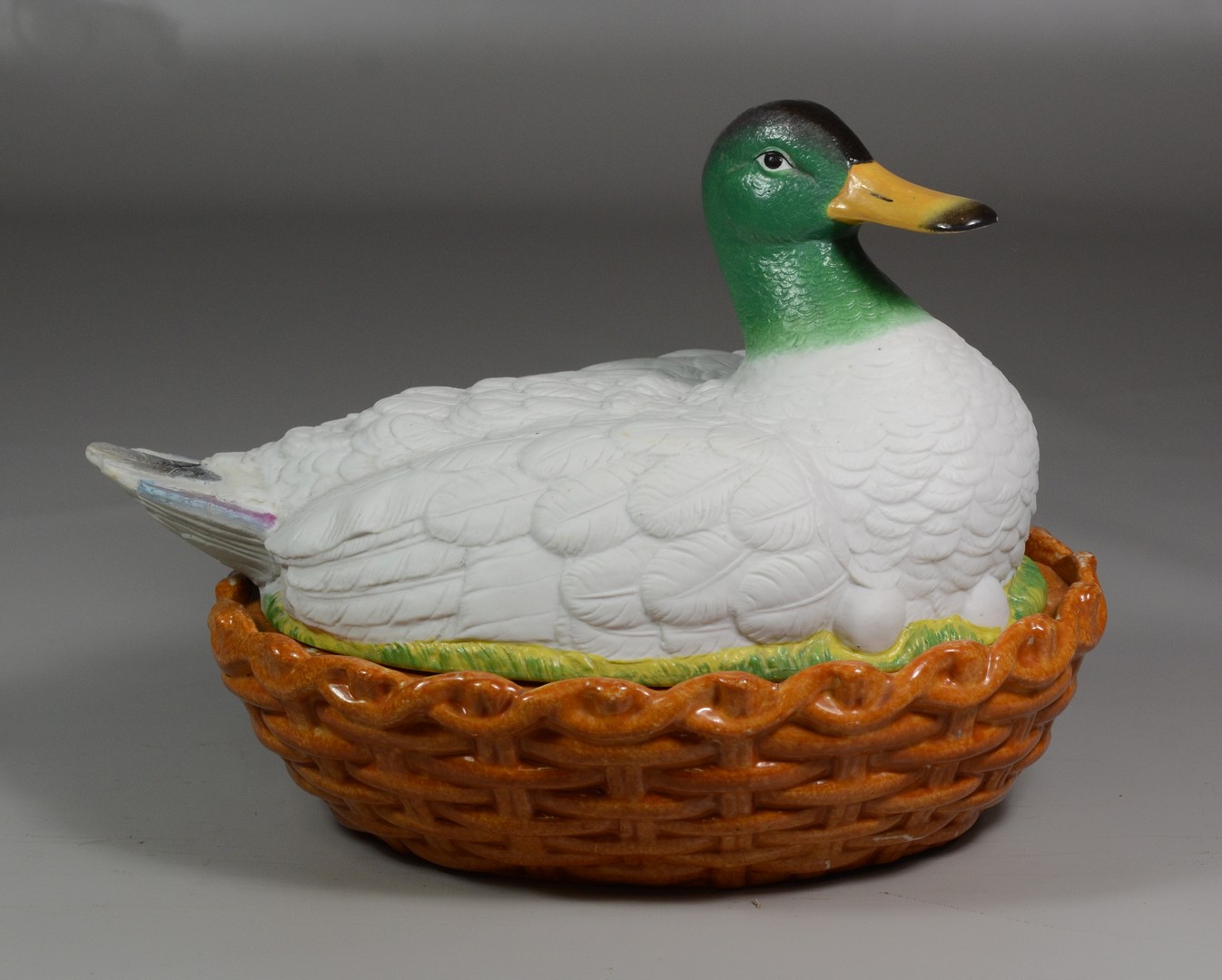 Appraisal: English Staffordshire porcelain duck on nest small chips to inner