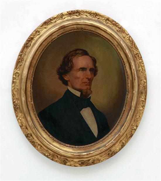 Appraisal: American school late th century OVAL PORTRAIT OF JEFFERSON DAVIS