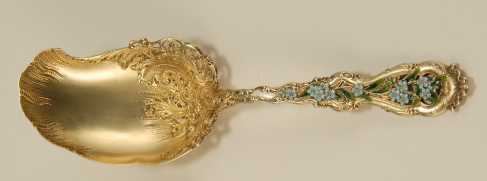 Appraisal: STERLING SILVER GOLD-WASHED SERVING SPOON Late th Early th CenturyBy