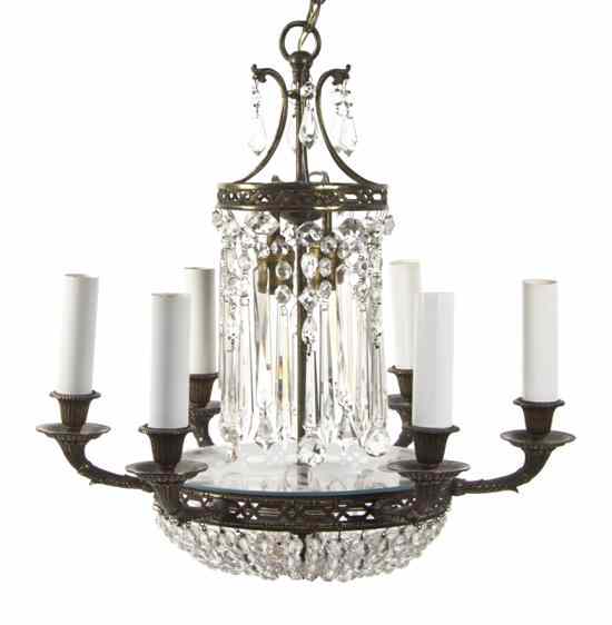 Appraisal: An Empire Style Gilt Bronze and Glass Six-Light Chandelier of