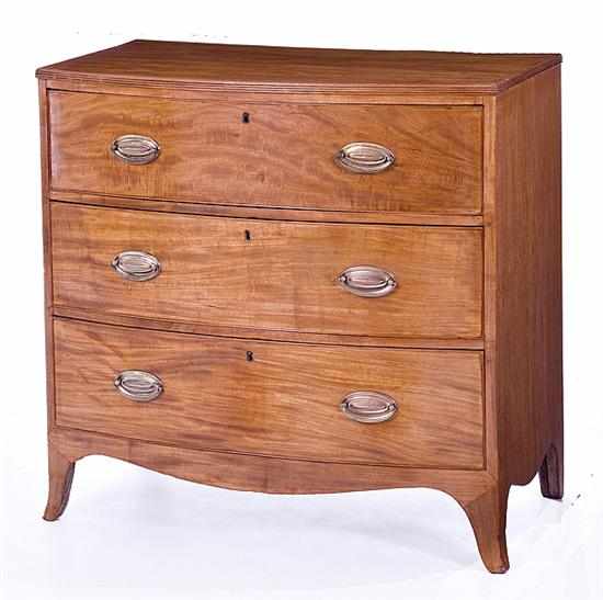 Appraisal: Georgian mahogany bowfront chest of drawers th century bowfront top