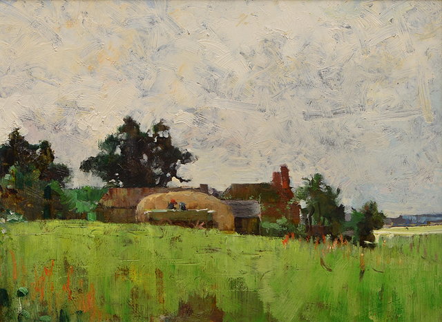 Appraisal: John Henry Inskip British - Haycart and haystack by a